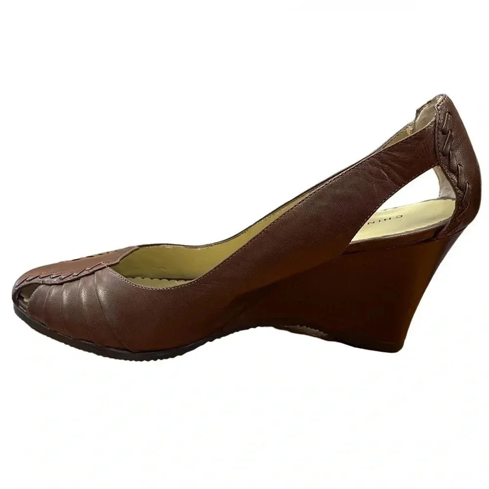 Chinese Laundry Brown Wedge Leather Heels Size 9.5